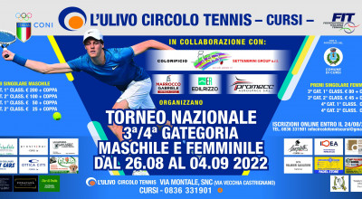 TORNEO NAZIONALE DI TENNIS 3^/4^ CATEGORIA MASCHILE E FEMMINILE